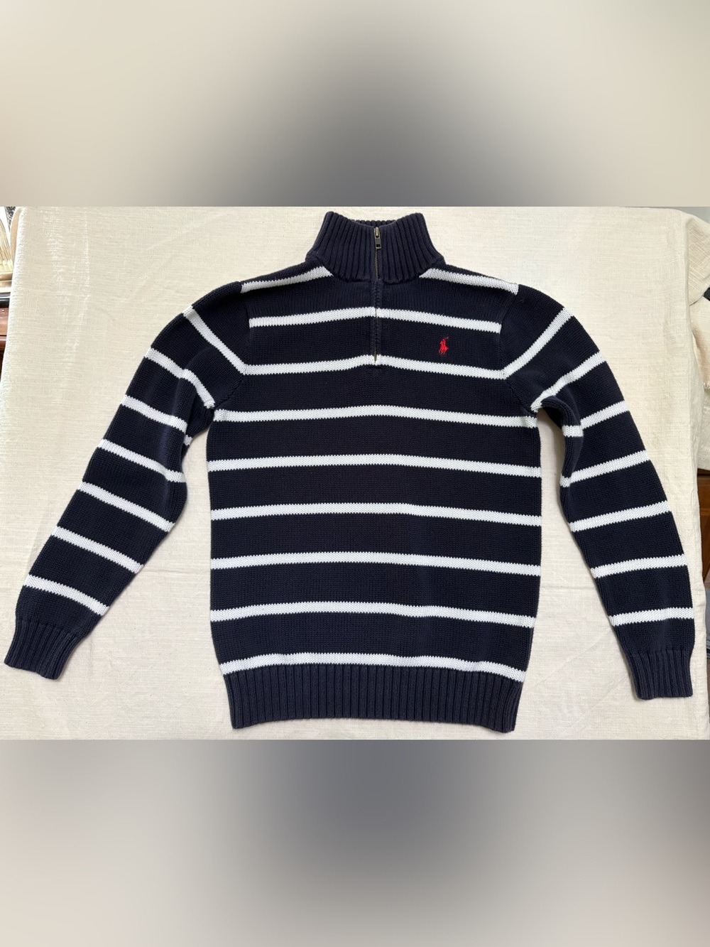 Polo Ralph Lauren quarter zip cotton logo sweater boys size large 16/18